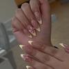 Le Fan Meijia 3D French Wearable Short Almond Flower False Nails