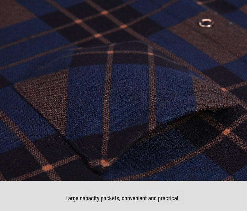 Men's Retro Plaid Fleece-lined Winter Shirt - Thick, Warm, Long-sleeved Casual Top for Middle-aged and Elderly