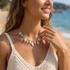 Fish Starfish Shell Conch Tassel Pendant Necklace For Women Men Cute Imitation Pearl Dolphin Animal Ocean Beach Choker Zircon