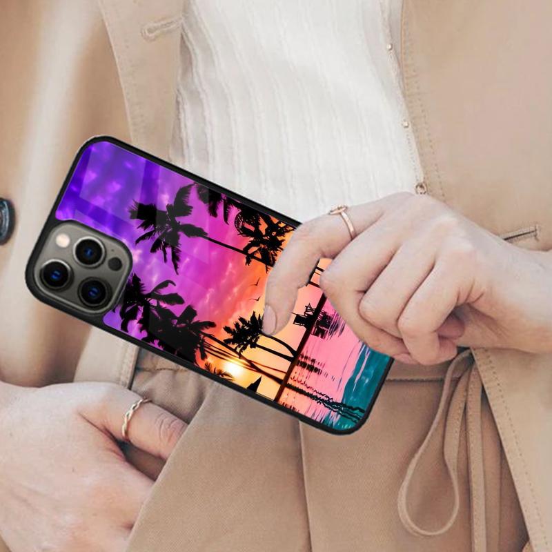 Summer Beach Sunset Palm Tree Magnetic Phone Case For APPLE iPhone 17 Air 16 14 13 12 Pro Max 15 Plus Wireless MagSafe Cover