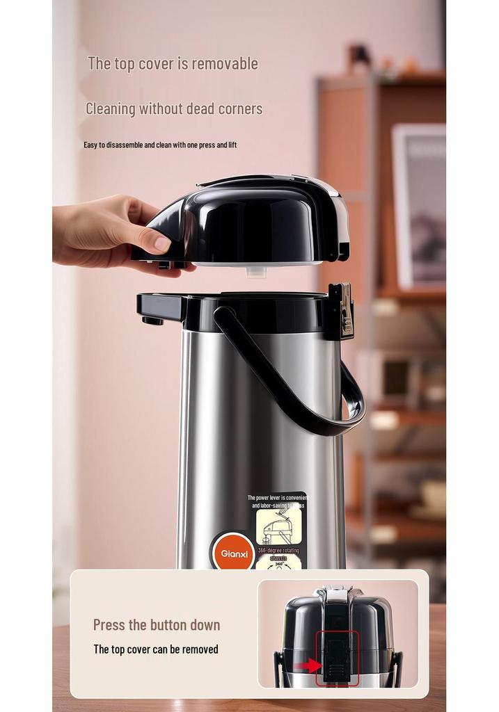 Giant Press-Type Hot Water Kettle with Large Capacity, Double-Tube Glass Liner for Household or Tea Room