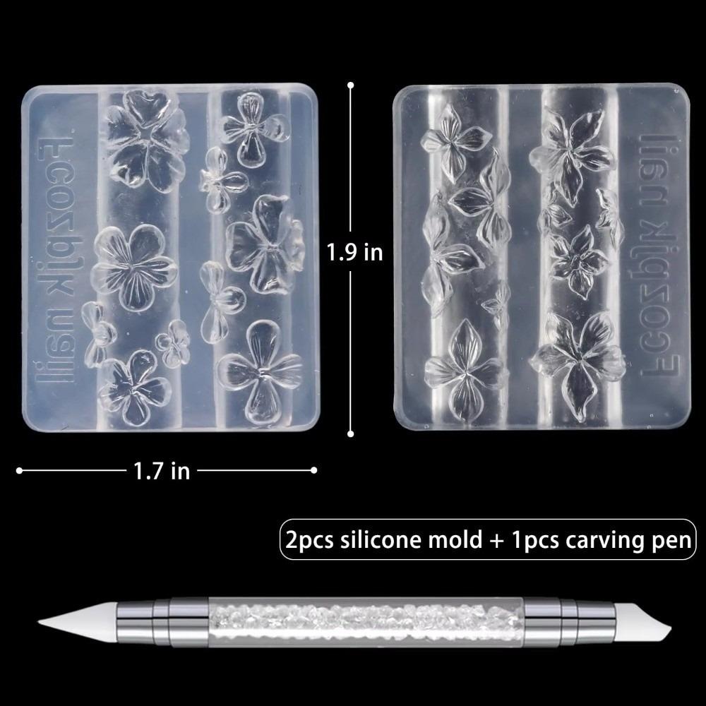 

3Pcs/Set 3D Nail Mold DIY Nails Nail Art Carving Template New Manicure Stencils