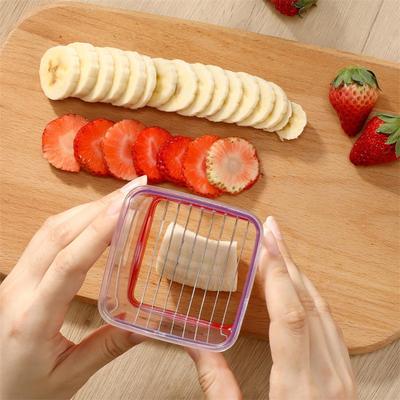Affettatrice per frutta e verdura con piastra di spinta, taglia tazze manuale, utensile portatile per affettare banane e fragole, accessori da cucina