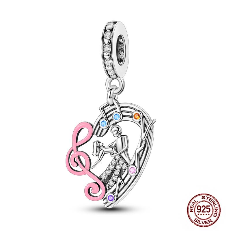 Colorful Heart Murano Glass Flower Travel Pink Charm Bead Components Copper Metal Compatible With Authentic Original Bracelet High Quality Fine