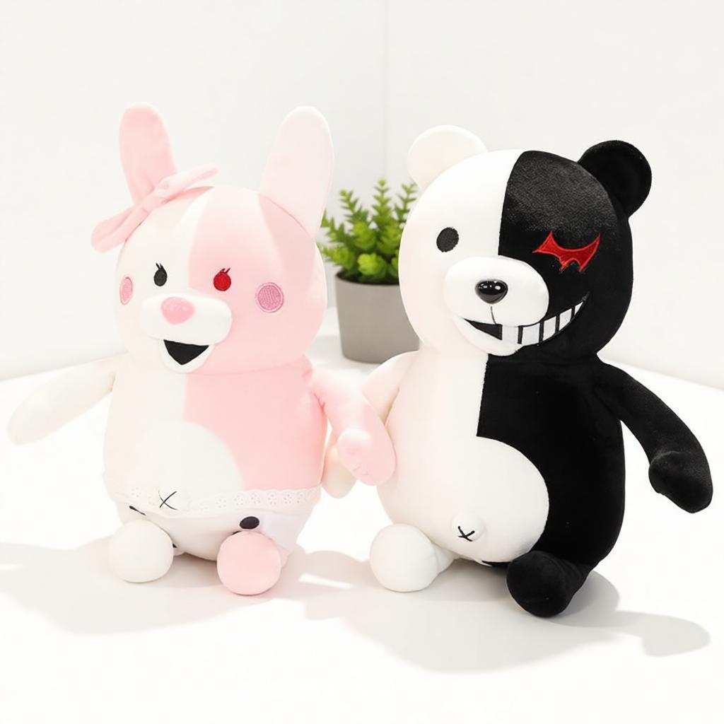 25/35Cm Black White Bear Pink Rabbit Stuffed Plaything Snug Animated Soft Plushie Bolster Room Display Hanging Piece Favor Boys And Girls Little