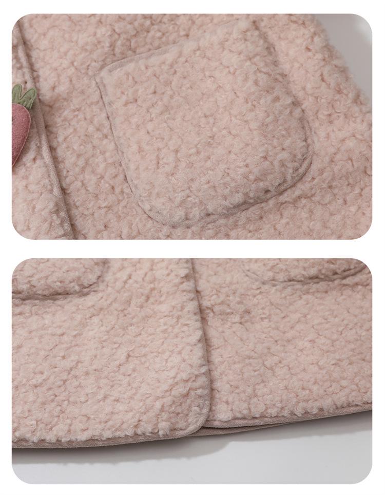 2025 Girls' Lambswool Fleece-Lined Sweater Coat for Autumn & Winter