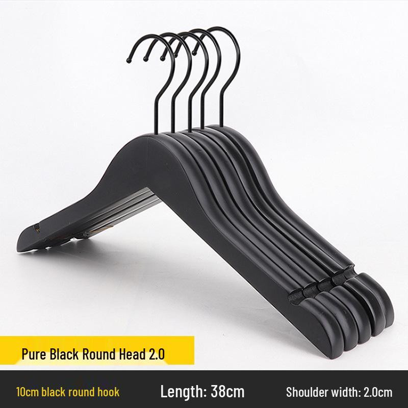 Women's Clothing & Children's Store Non-slip Solid Wood Hangers - Pure Black Trouser & Clothes Hangers