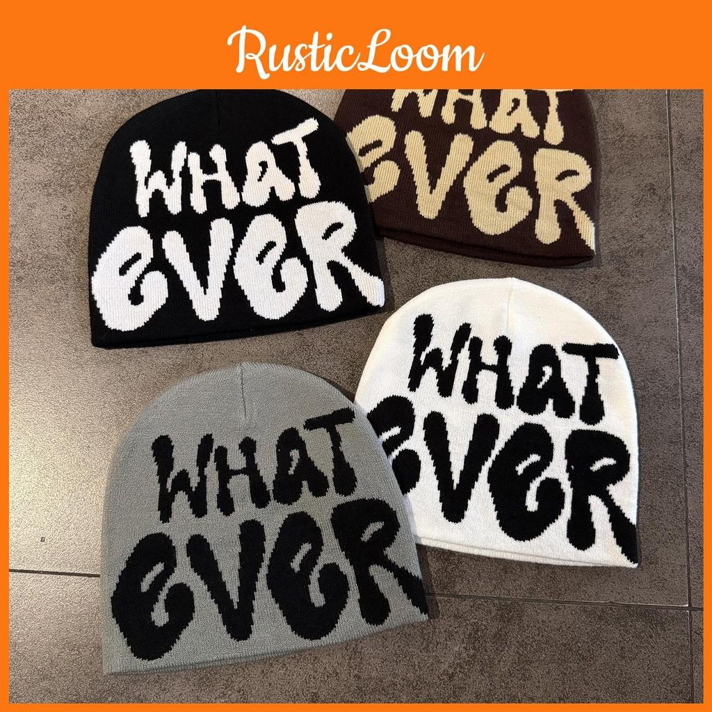 What Ever Lettered Knit Cap Unisex Cold Weather Outdoor Sport Daily Wear Travel