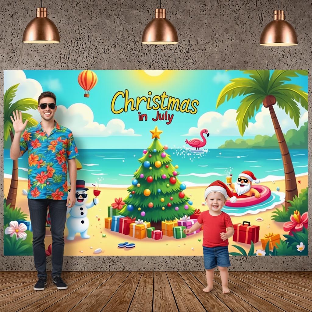 Summer Display Colorful Decorations Festive Backdrop July Display Tropical Beach Background For Holiday Gathering Outdoor