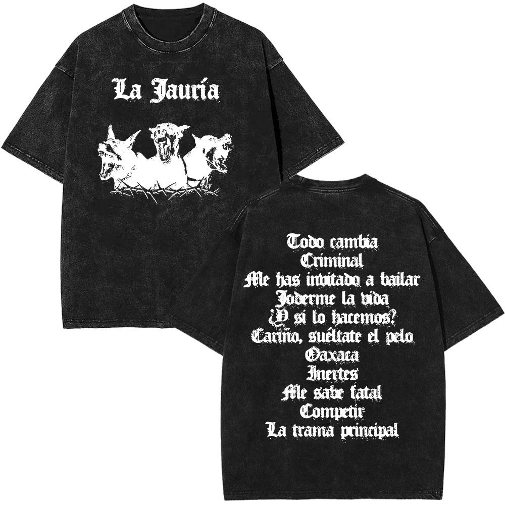 

Rapper Dani Fernandez La Jauria Graphic Vintage Washed Tshirt Men Women Fashion T Shirts Casual Loose Cotton Comfort Tshirts L