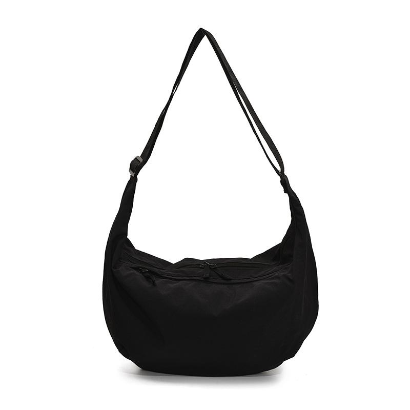 Large Capacity Nylon Bag Shoulder Messenger Bag 2025 New Urban Simple Dumpling Bag Solid Color Casual Student Bag