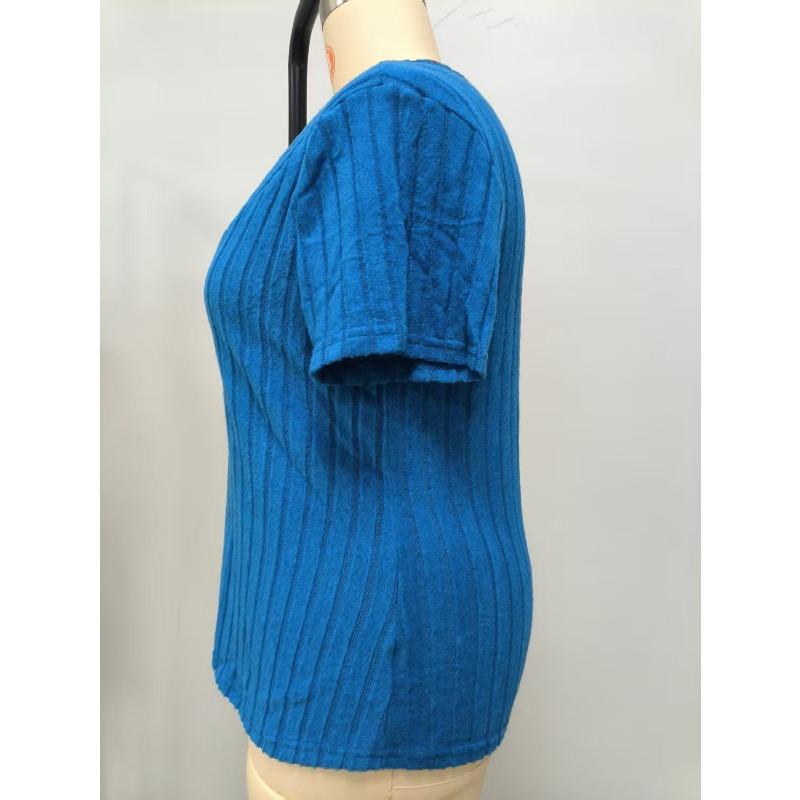 Summer Cross V-Neck Plus Size Short Sleeve Women Blouse Pit Strip Solid Color Top Fashion Loose Casual Elegant Simple T-shits Female Office Tee Shirts