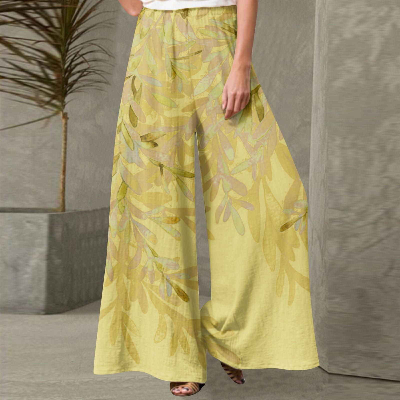 

Женские модные повседневные свободные уличные прямые брюки с градиентным принтом XL жёлтый