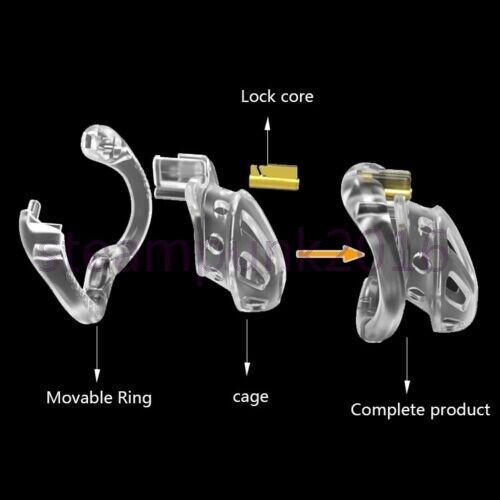 Manyjoy Plastic Chastity Bird Cage Male Locking Chastity Belt Device with 4 Penis Rings Restraint Penis Lock Sex Toy for Men Gay