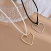 New Goth Black Velvet Big Heart Pendant Choker Necklace for Women Elegant Weave Knotted Bowknot Adjustable Chain Jewelry