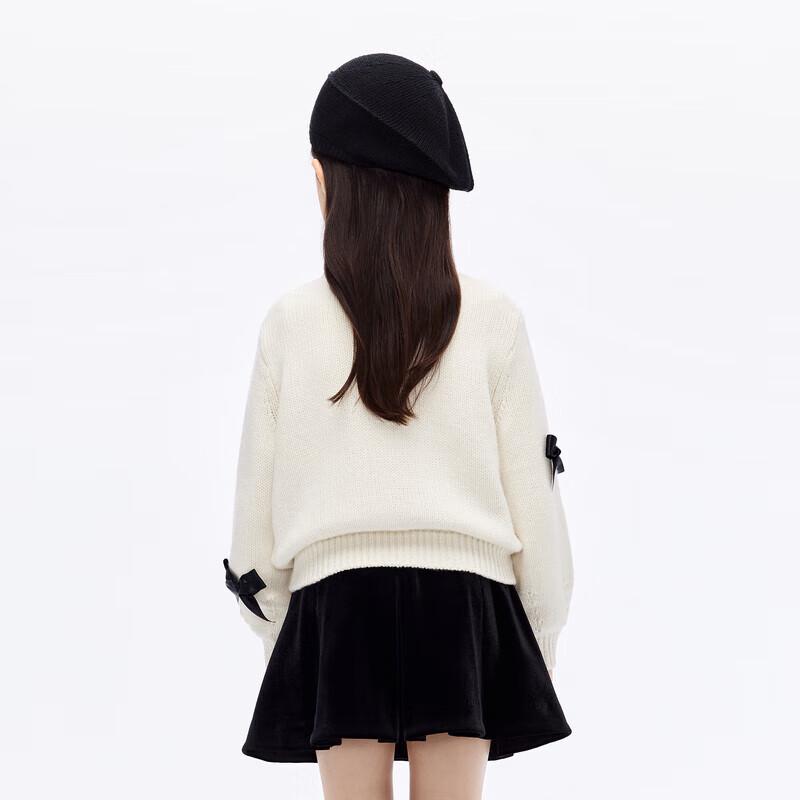 little MO&Co. Girls' Wool-Blend Bow Knit Cardigan