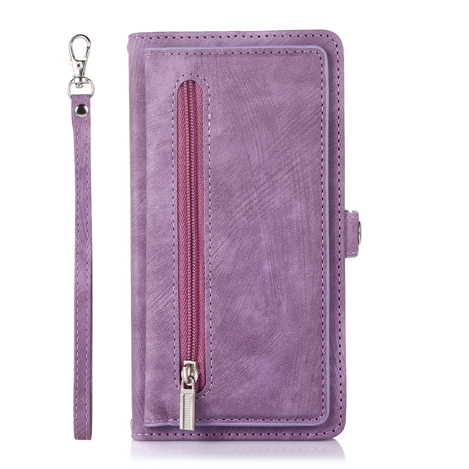 

Magnetic Phone Case for iPhone 17 Pro Max Air 17 16E 16 Pro 15 14 Plus 13 12 11 Zipper Lanyard Leather Card Holder Wallet Cover iPhone 11 Pro фіолетовий