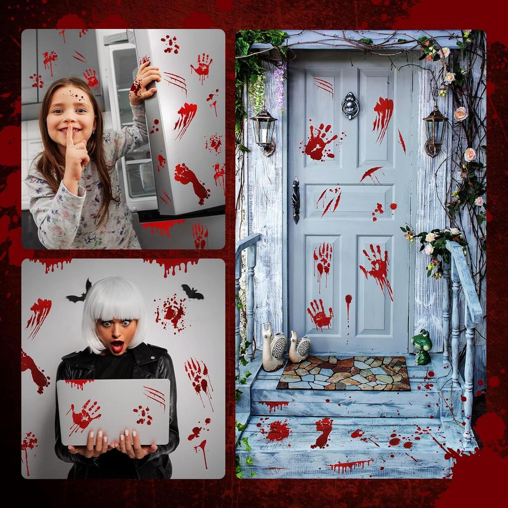 Frienda 11 Sheets Halloween Blood Car Decal Halloween Car Accessories Self-Adhesive Bloody Stickers Decor For Headlights Windows Headlamps