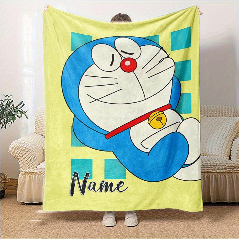 Doraemon Flannel Blanket With Customizable Name Comfortable In All Seasons Suitable For Sofas Beds Travel Camping And Office Decoration A Perfect Gift