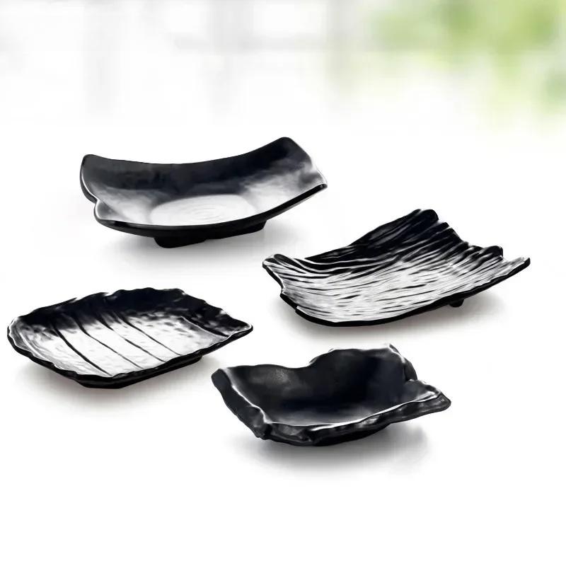 Western Steak Salad Dessert Plate Personality Creative Resistance To Fall Snack Food Grade Plastic Black Frosted Tableware