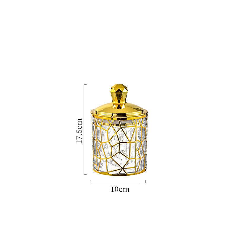 1PC Multifunctional Storage Tank Light Retro Pattern Transparent Sealed Jar Luxury Golden Lid Candy Coffee Bean Storing Jar