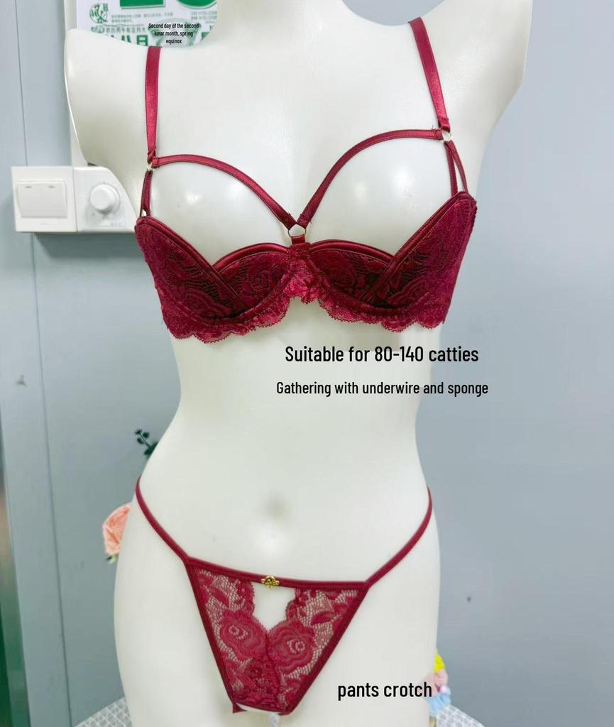 Year of the Rat Lace Padded Bra Set: Enhances Bust with Half-Cup Design
