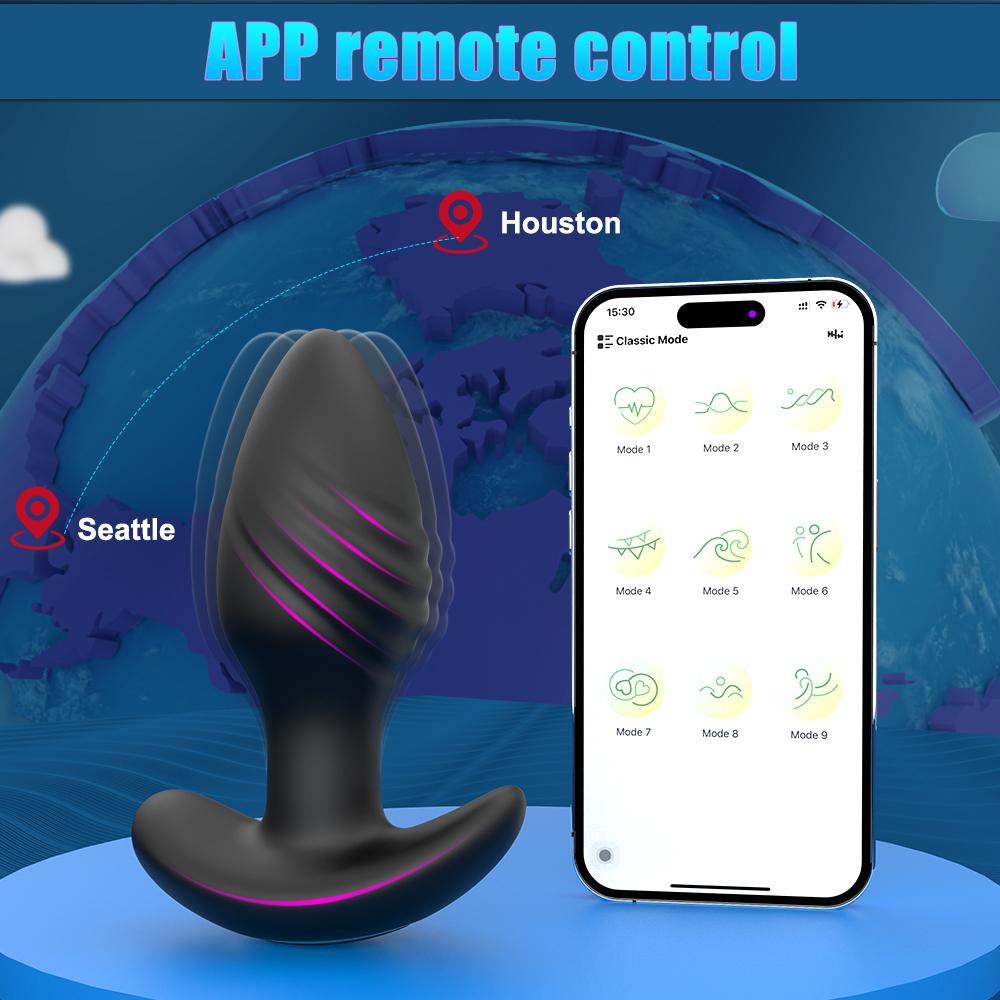 Vibrating Butt Plug Anal Toy Male Prostate Massager 9 Vibration Rotation App Controlled Anal Plug Adult Sex Toys for Men Women