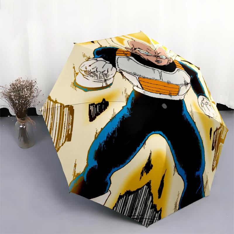 Vegeta Dragon Ball pattern, automatic folding umbrella, portable and foldable design, 8 ribs, a Christmas or birthday gift.