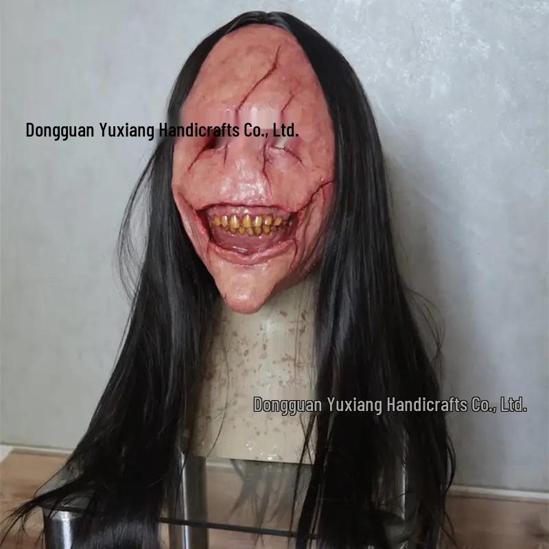 Female Ghost Horror Mask - Long Hair, Stitched Face, Scary Demon for Halloween Party & Haunted House