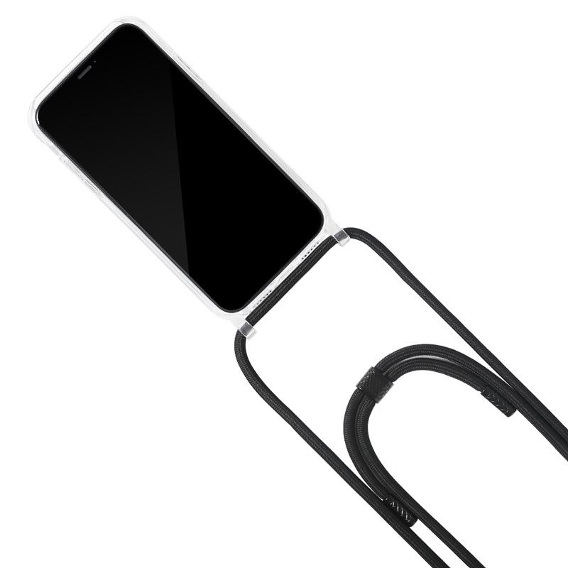 Gjennomsiktig iPhone 12 Pro Max-deksel med integrert snor for crossbody for iPhone 11, 13 Mini. Kompatibel med Apple 14.