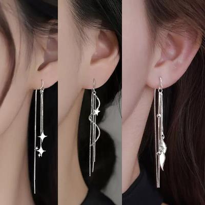 925 Sterling Silver Earrings For Women Trendy Shinning Star Long Tassel Earring Jewelry Prevent Allergy Party Accessories Gift