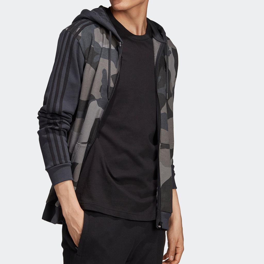 Adidas Originals Camo Full-Zip Hooded Jacket Men Outerwear Black ED7073