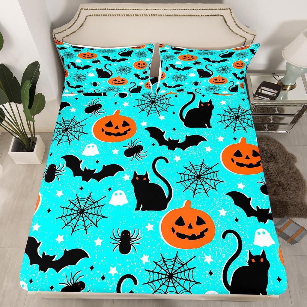 Halloween-Themed Pattern Mattress Four-Piece Bedding Set Bedroom Dormitory Bedding Decoration