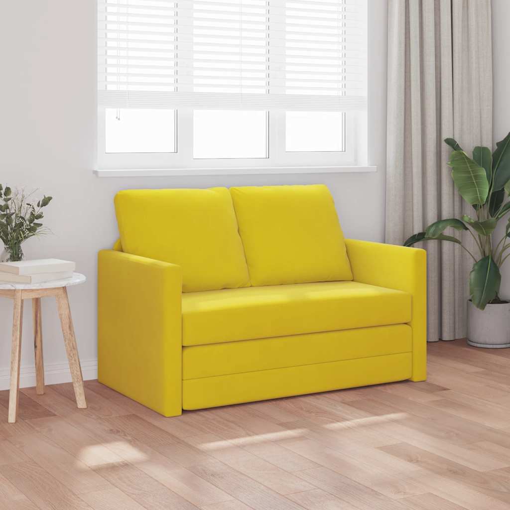 Vidaxl 2-in-1 Floor Sofa, Dark Yellow, 122X204X55 Cm, Velvet