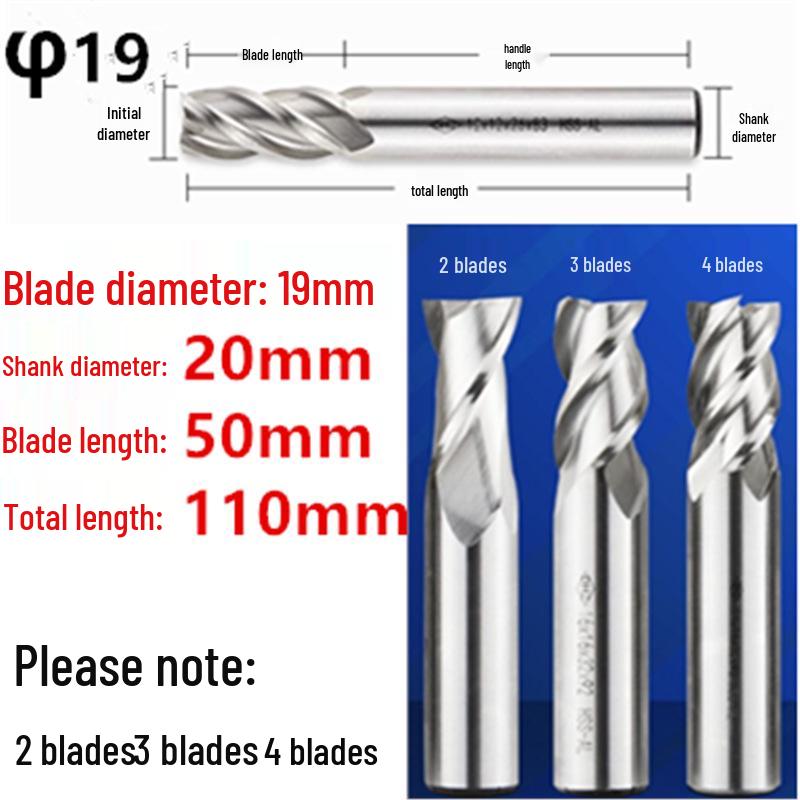 Guiyang Xiaohe DHZ High-Speed Steel 2/3/4-Flute Milling Cutter