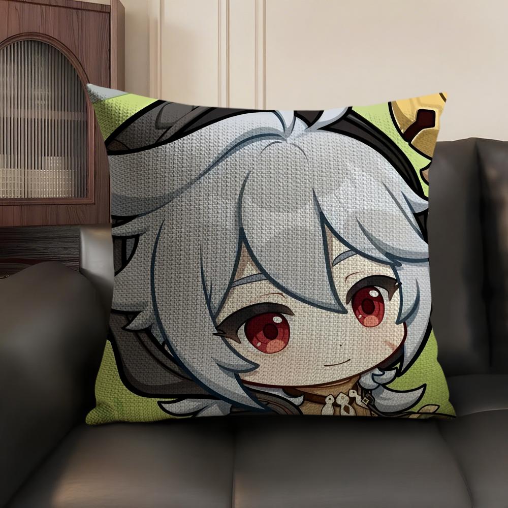 Razor Cute Cute Genshin Impact Cushion Cover Natural Linen Organic Fabric DoubleSided Printing Sofa Home Decor Gift Pillow Case