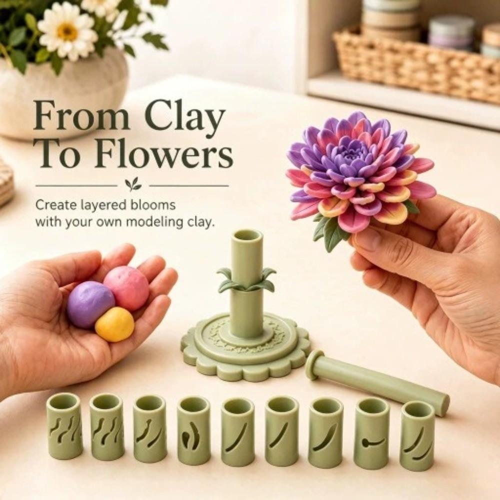 Handmade Modular Clay Bloom Maker 3D Printed DIY Clay Floral Mold Tool  Polymer Clay