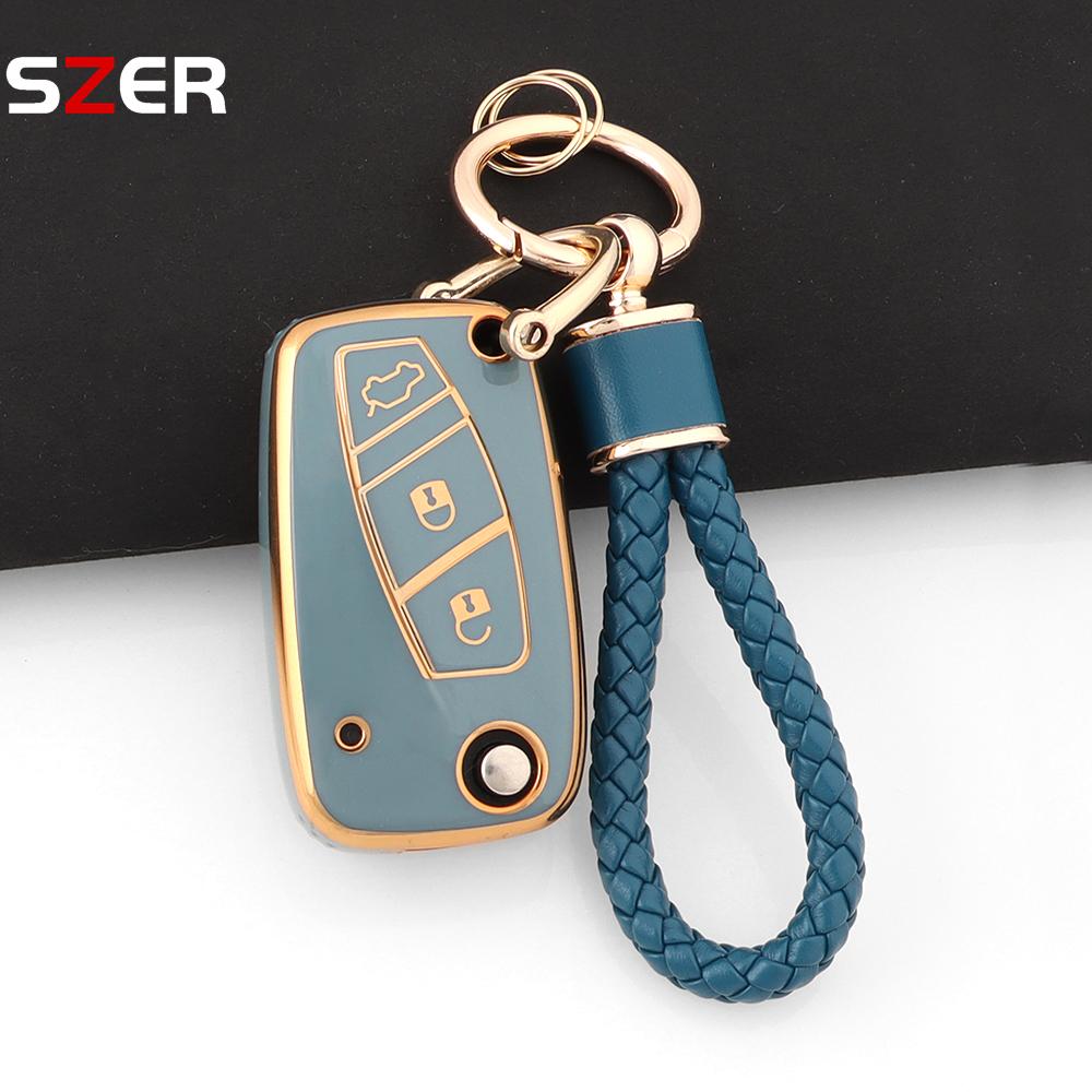 Tpu Car Key Case Cover For Fiat Panda Stilo Punto Doblo Grande Bravo 500 Ducato Minibus Folding Keychain Interior Accessories