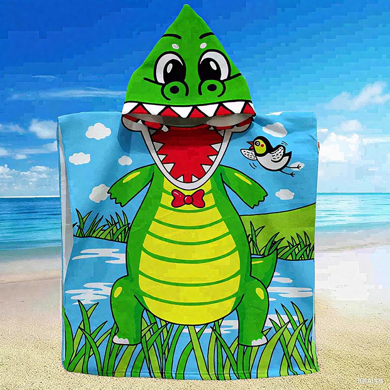 Children's Cartoon Print Hooded Bathrobe: Soft, Quick-drying, Ultra-Fine Fiber Wearable Towel Cape