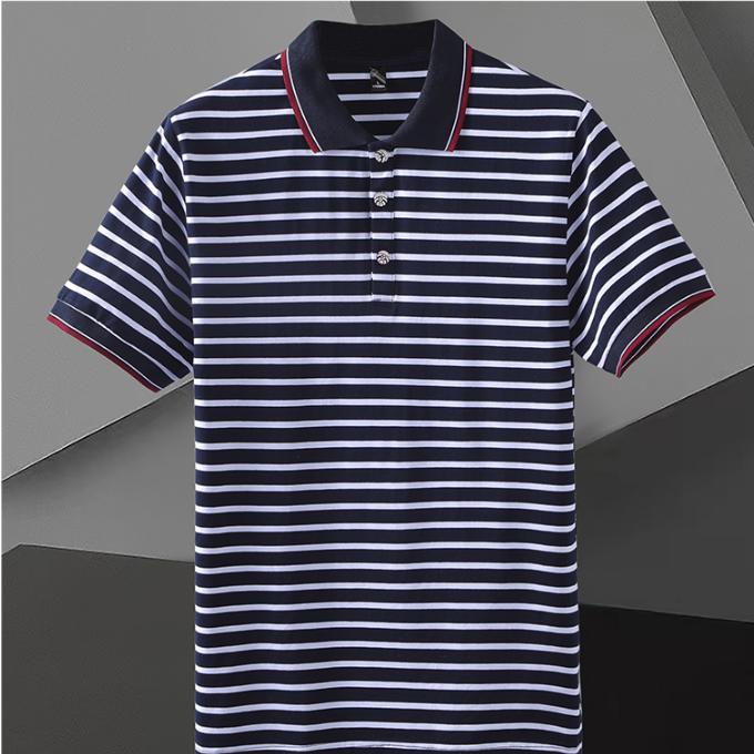 Letní polokošile s límečkem z čisté bavlny, tenké a všestranné polo proužkované tričko s krátkým rukávem a blokováním barev