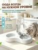 Double bowl station 2 in 1 for several cats, automatic water supply, metal food bowl, large volume, does not turn over, for many pets