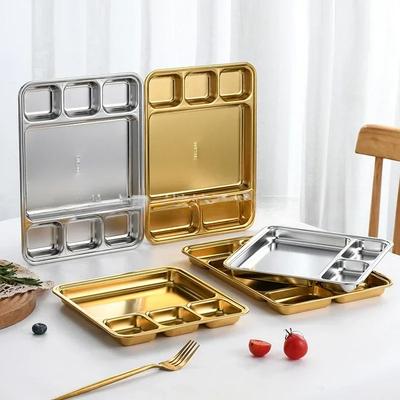 Mehrzweck Buffet Stil Teller Platte Stahlplatte Koreanisch Kreativ Snackteller 304 Unterteilt Edelstahl