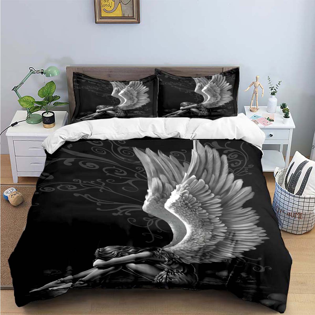 

Exquisite Angel wings printed Bedding Sets exquisite set duvet cover bed comforter set bedding set luxury birthday gift EU Twin 135x200cm