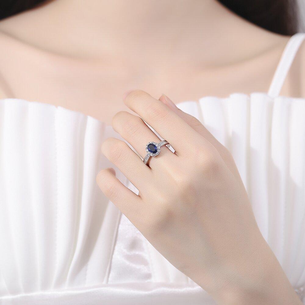 Light Luxury Imitation Natural Sapphire Silver Plated Open Ring Women'S Ring Seiko Silver Jewelry