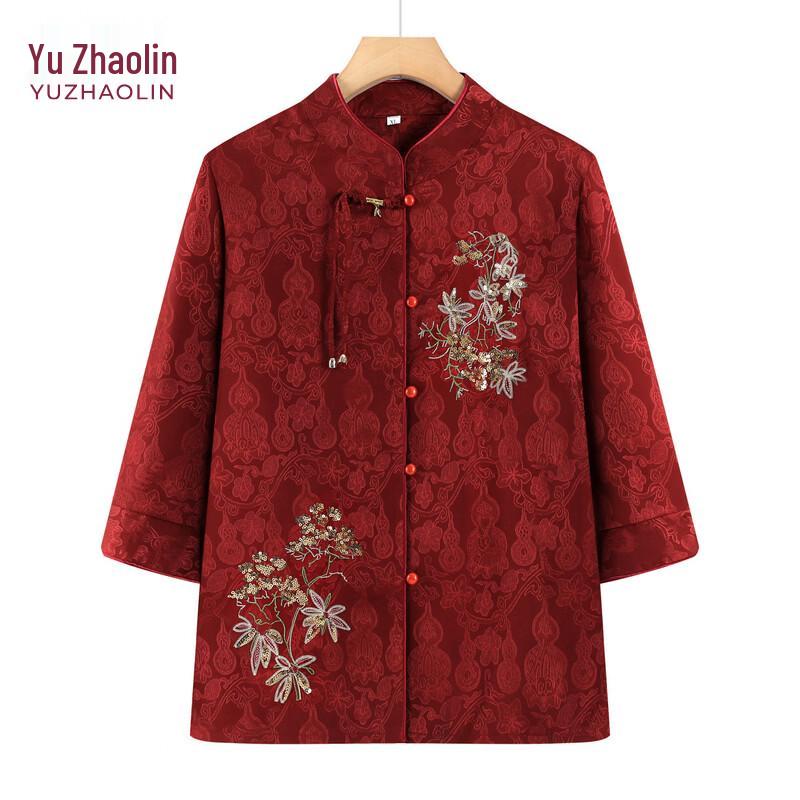 Yuzhaolin Stylish New Chinese Style Mom Blouse XL