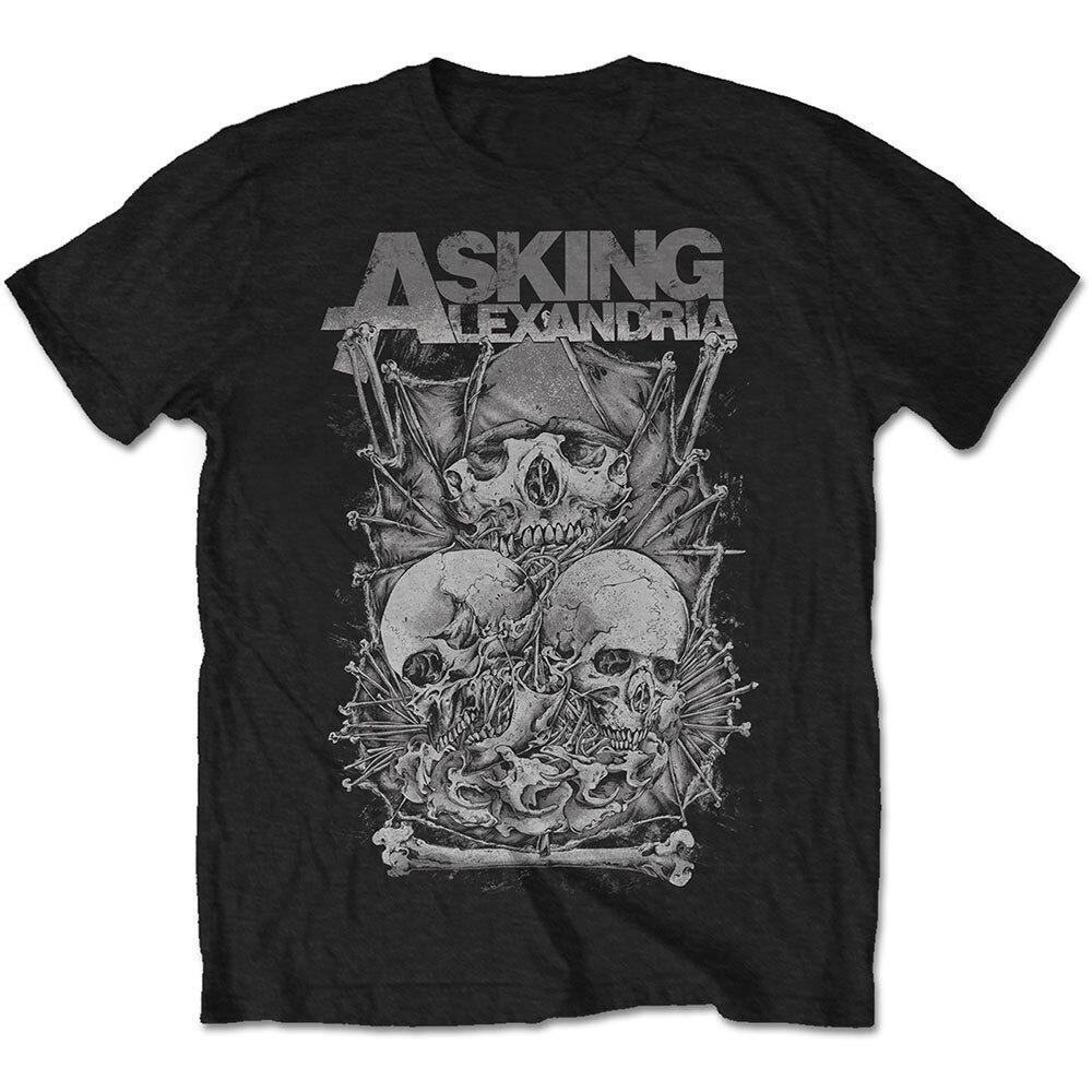 Asking Alexandria Skull Stack T-Shirt Black New S