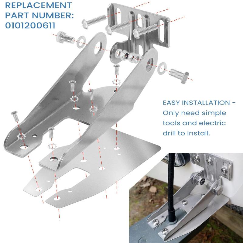 0101200611 Heavy Duty Transom Mount with Spray Sheild Compatible 4pin, 8pin 12pin Transducer-Easily Attach Mounting Bracket