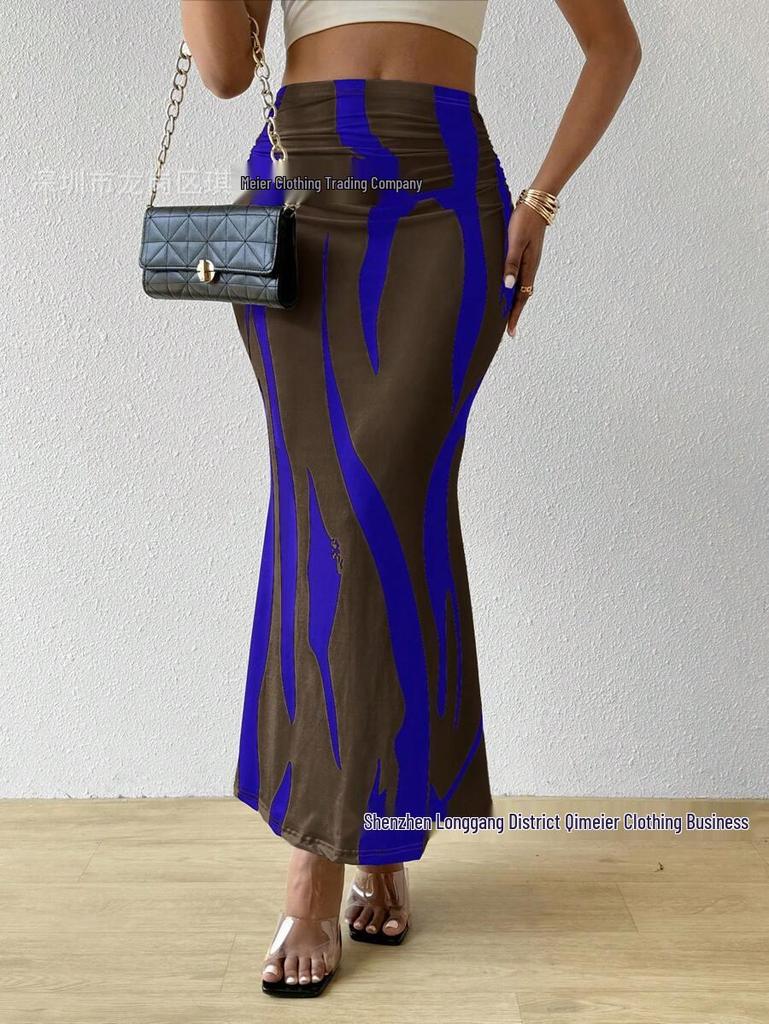 Women's Zebra Print High Waist Bodycon Fishtail Midi Skirt - European & American Fashion 2025