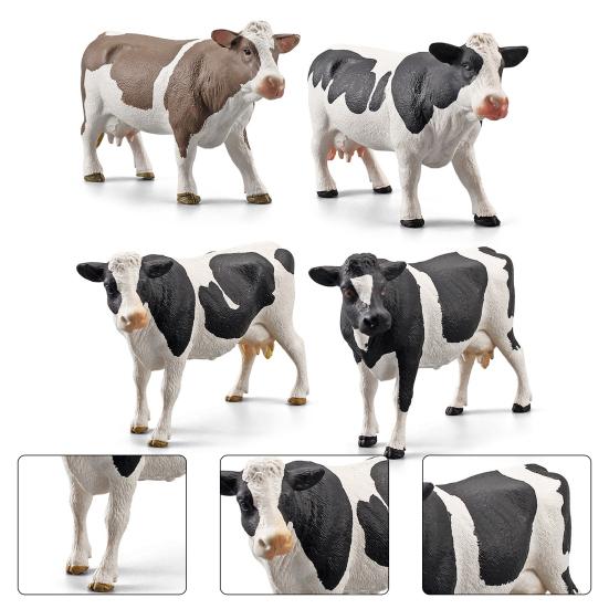 Animal Model Solid Meticulous Workmanship Plastic Simmental Cow Animal Model for Desktop Decoration