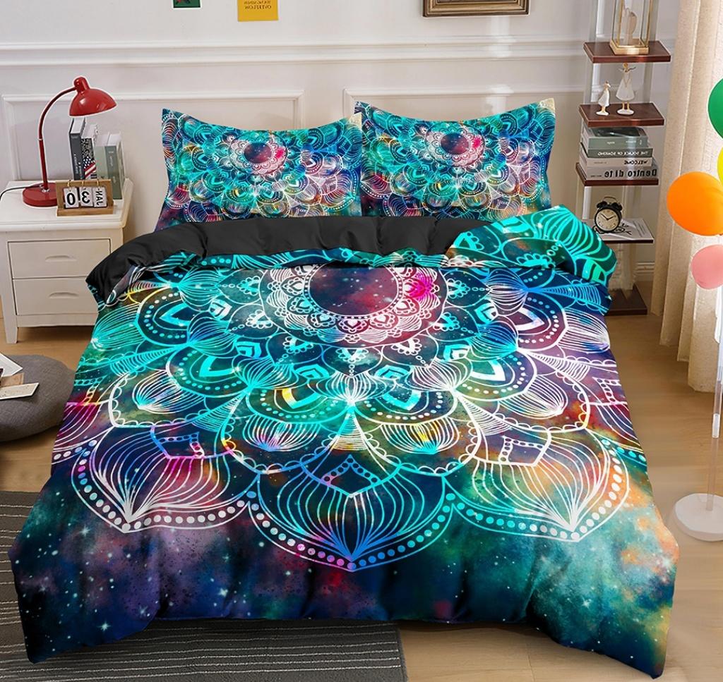 King Size Mandala Duvet Cover Queen King Quilt Cover Psychedelic Bohemian Luxury Bedding Set 3 Piece Set With 2 Pillowcases